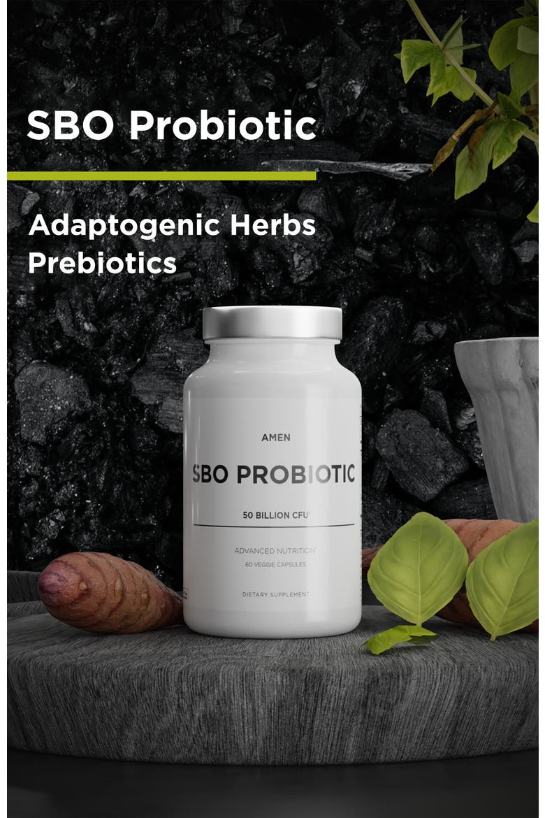 Amen SBO Probiotic 50 Billion CFUs + Prebiotics, Alternate, color, White