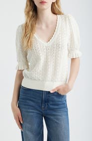 PAIGE Haisley Pointelle Stitch Organic Cotton & Silk Blend Sweater