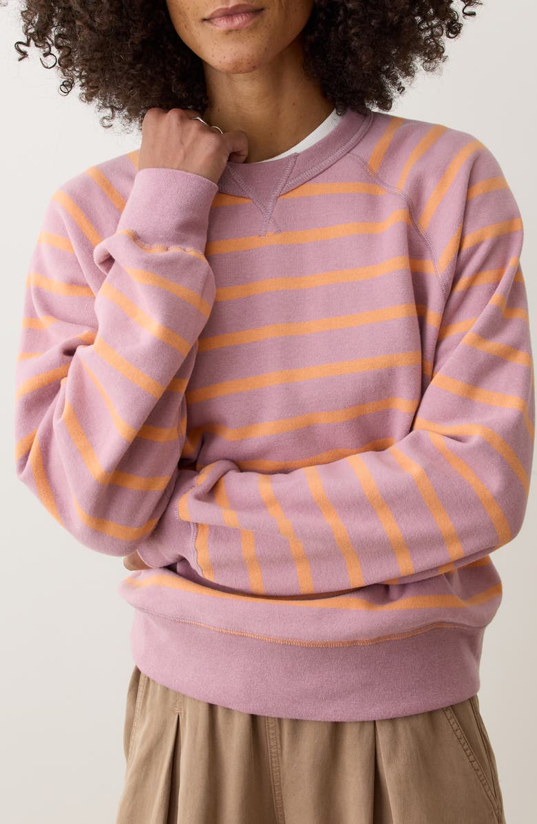 Marine Layer Cloud 9 Fleece Reversible Sweatshirt, Main, color, Lilas/ Orange Stripe
