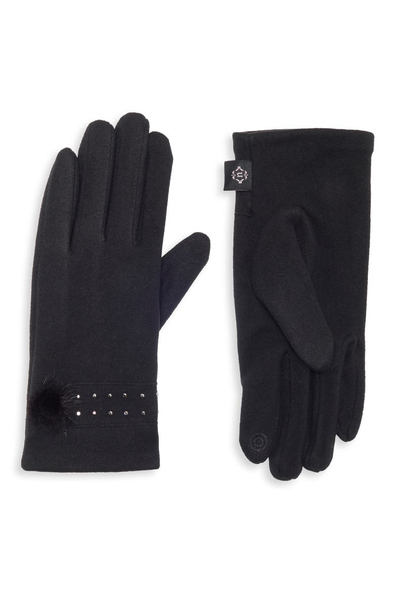 Zip Tab Tech Gloves, Main, color, BLACK