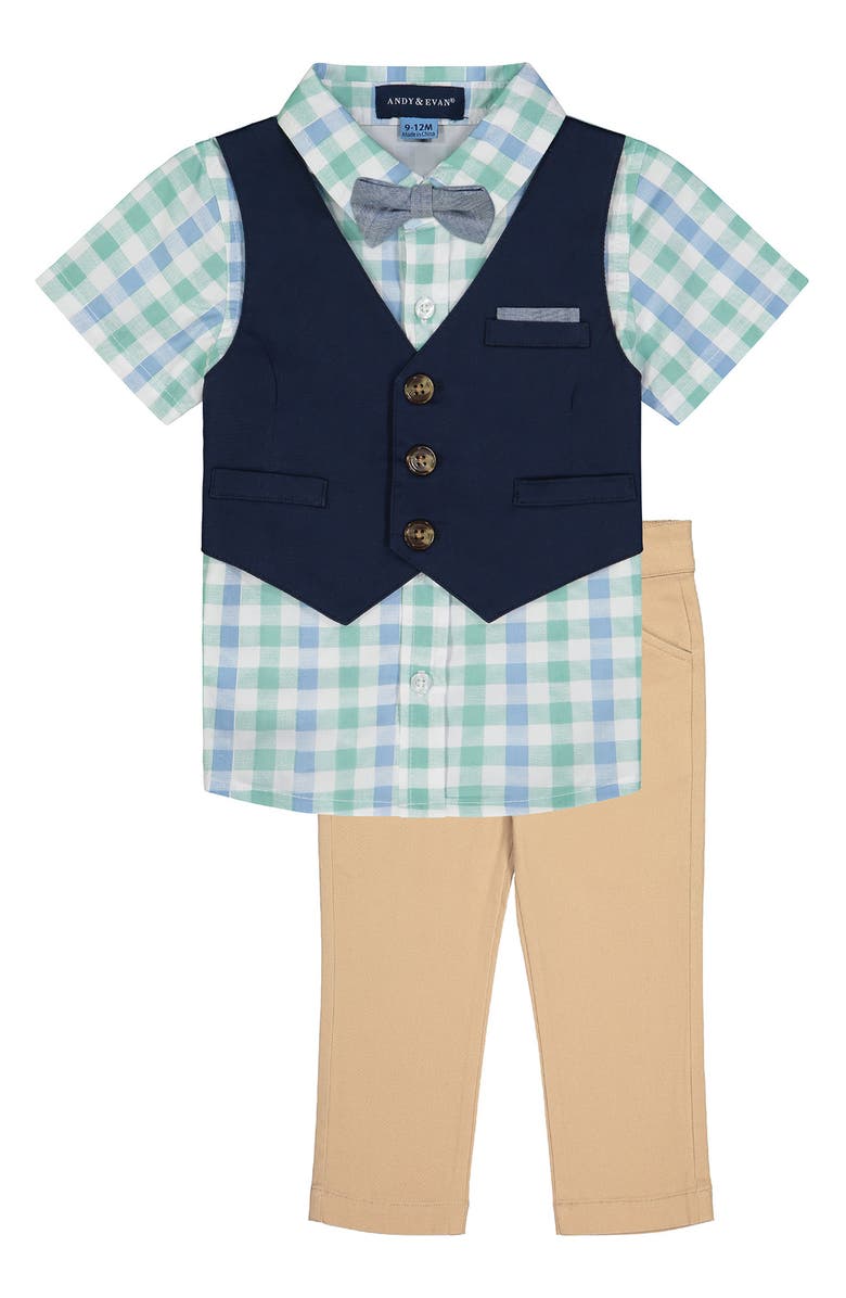 Andy & Evan Button-Up Shirt, Vest & Pant Set, Main, color,