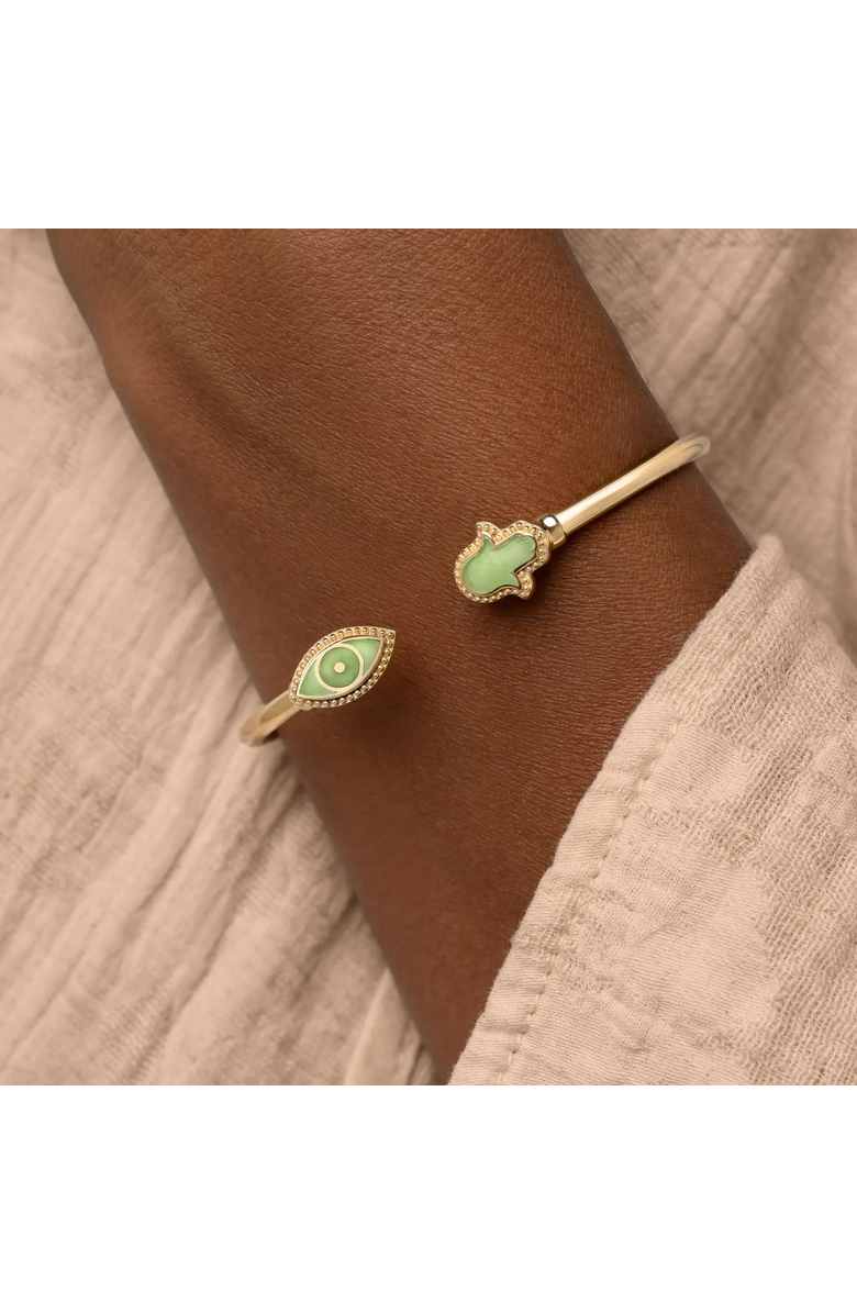 Karma and Luck Eternal Shield Jade Evil Eye & Hamsa Bangle, Alternate, color, 