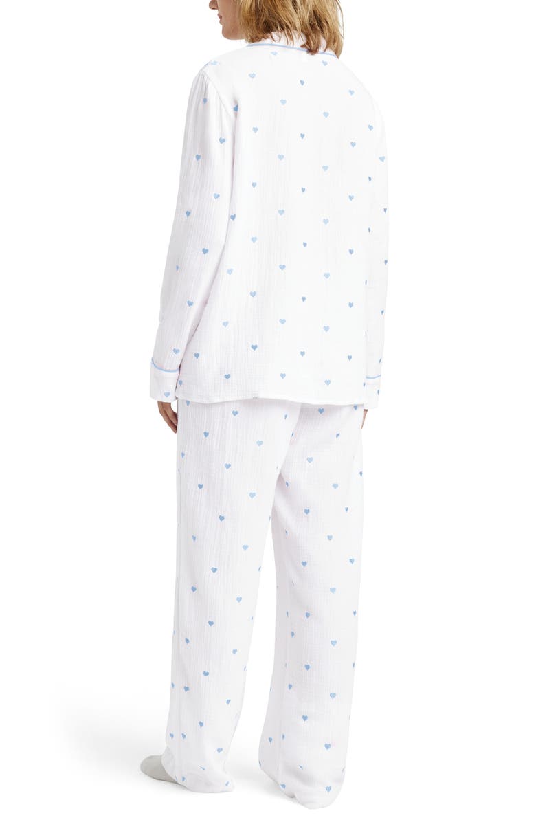 Splendid Lottie Love Cotton Gauze Pajamas, Alternate, color, White/ Bleach Indigo