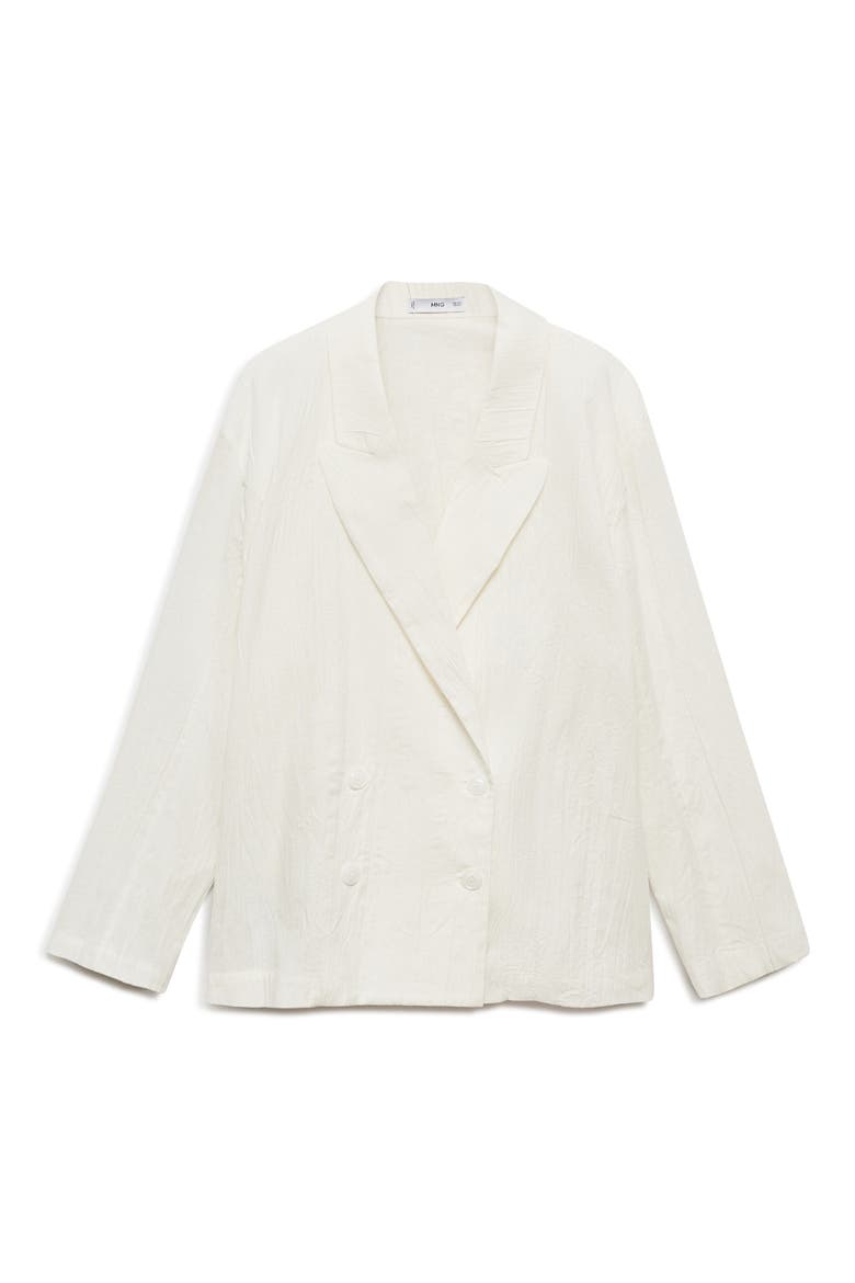 Wrinkled Effect Double Breasted Suit Jacket, Alternate, color, WHITE