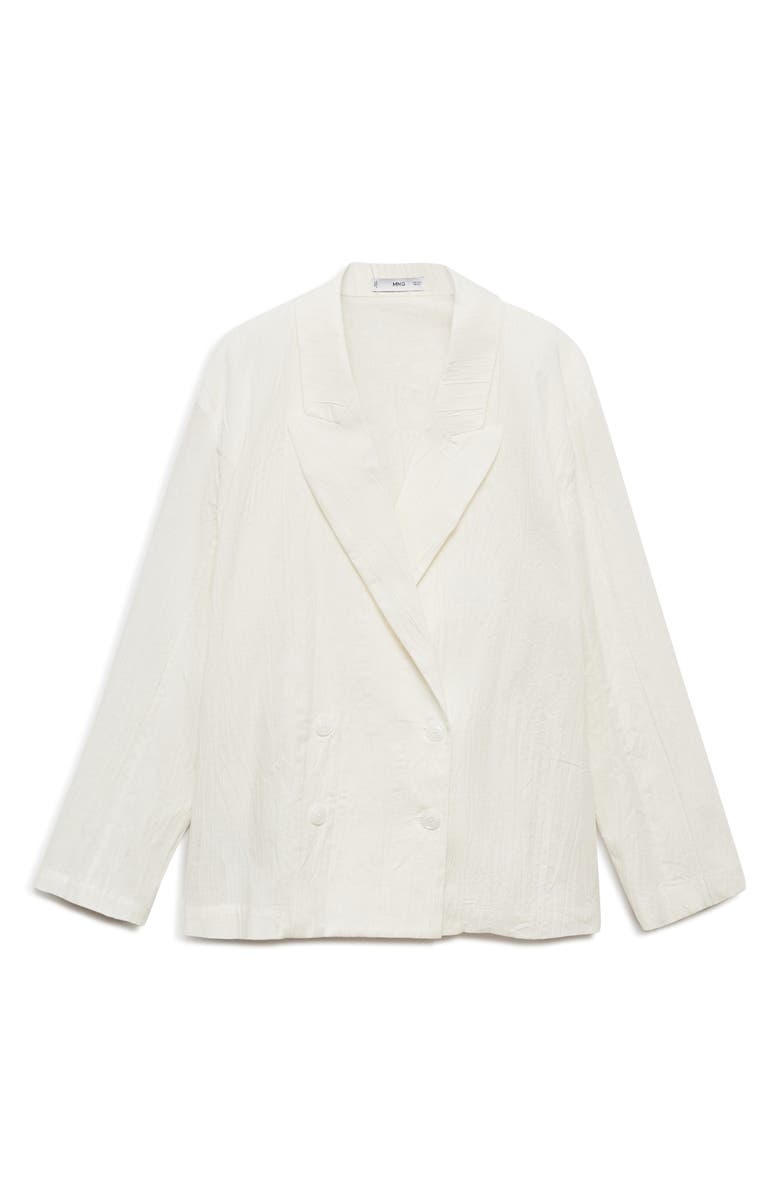 MANGO Wrinkled Effect Double Breasted Suit Jacket, Alternate, color, White