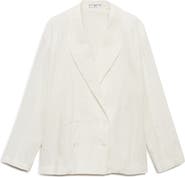 MANGO Wrinkled Effect Double Breasted Suit Jacket