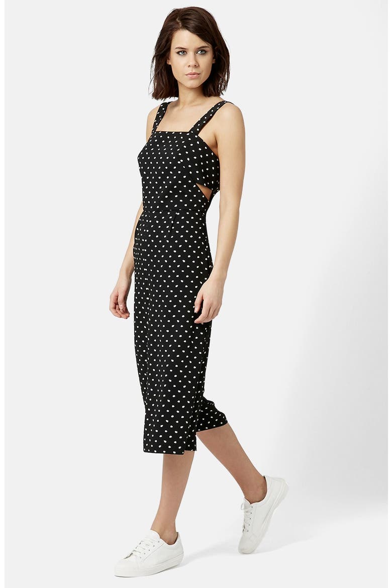 Daisy Print Jumpsuit, Main, color, BLACK