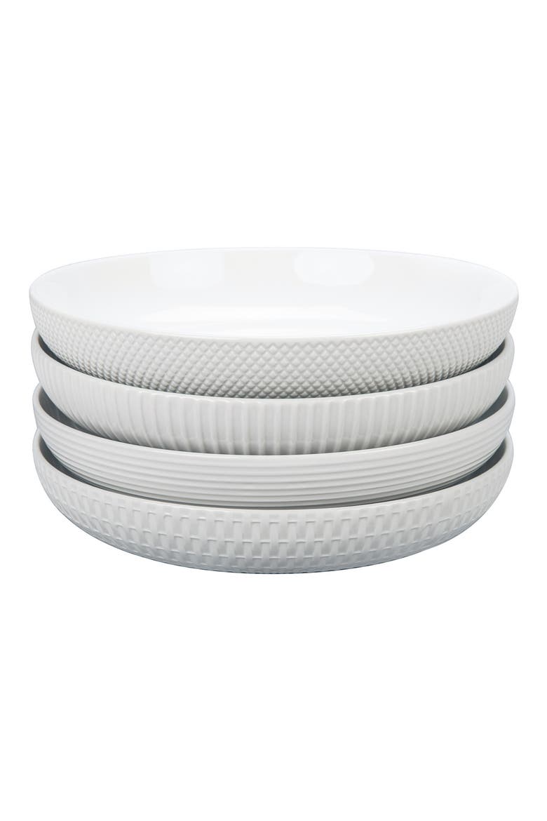 Set of 4 Textured Dinner Bowls, Main, color, WHITE