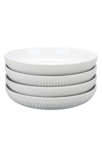 Bia Cordon Bleu Porcelain Assorted Textured Dinner Bowls, Set Of 4 In White