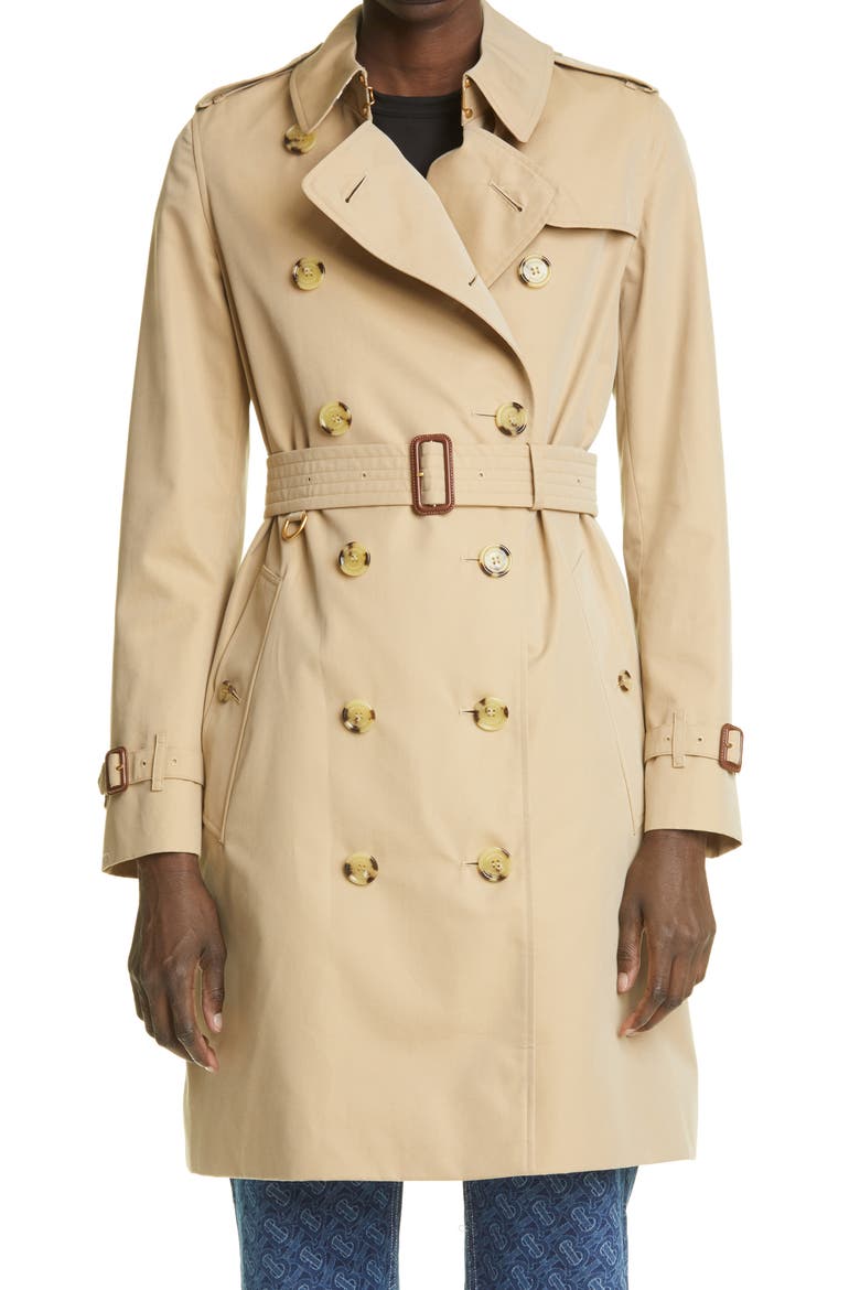 The Kensington Mid Heritage Trench Coat, Main, color, HONEY