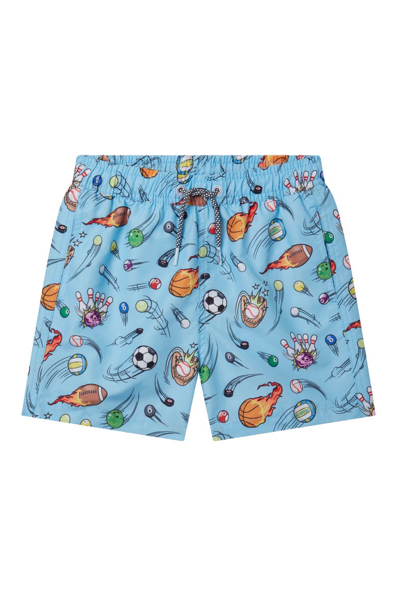 Kids' Zoom Balls Swim Trunks, Main, color, BLUE