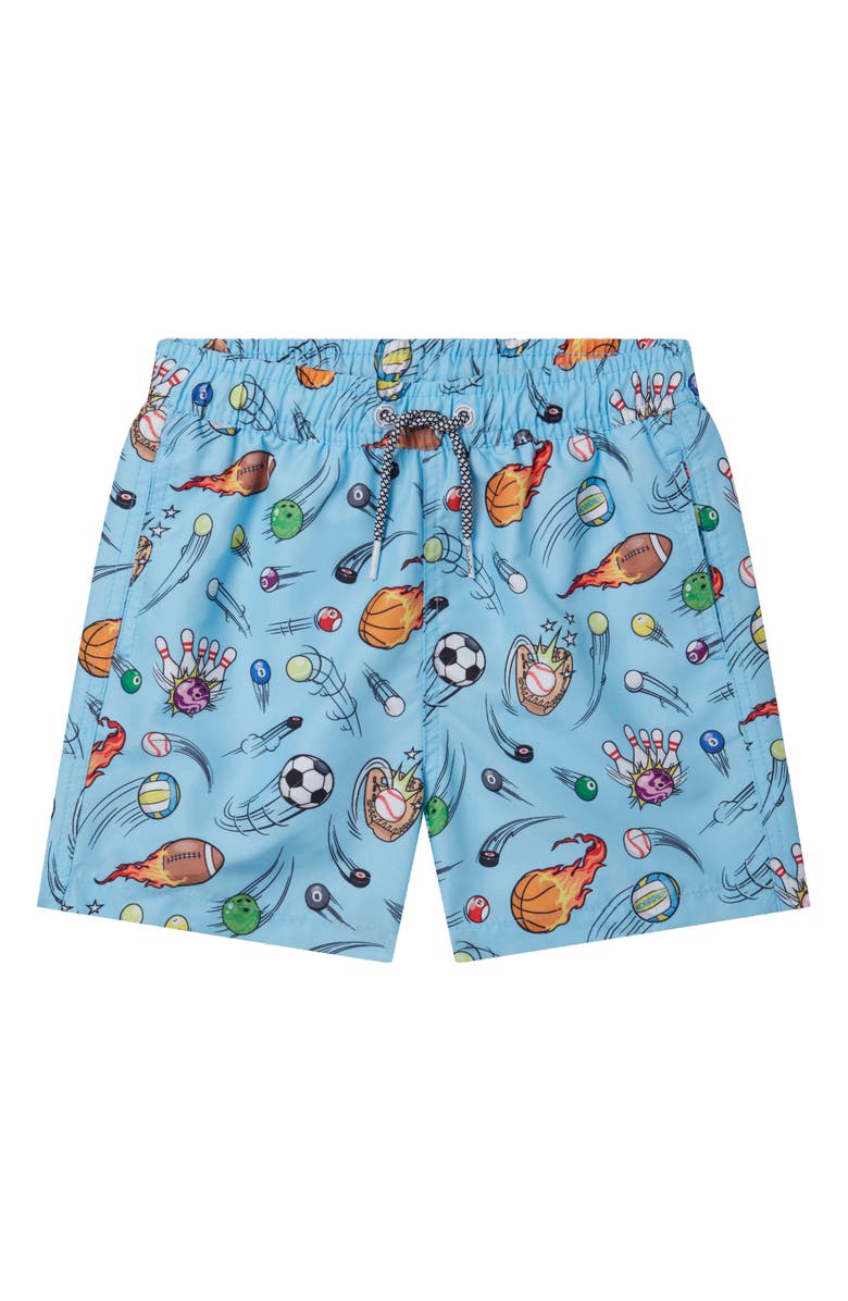 Boardies Kids' Zoom Balls Swim Trunks, Main, color, Blue