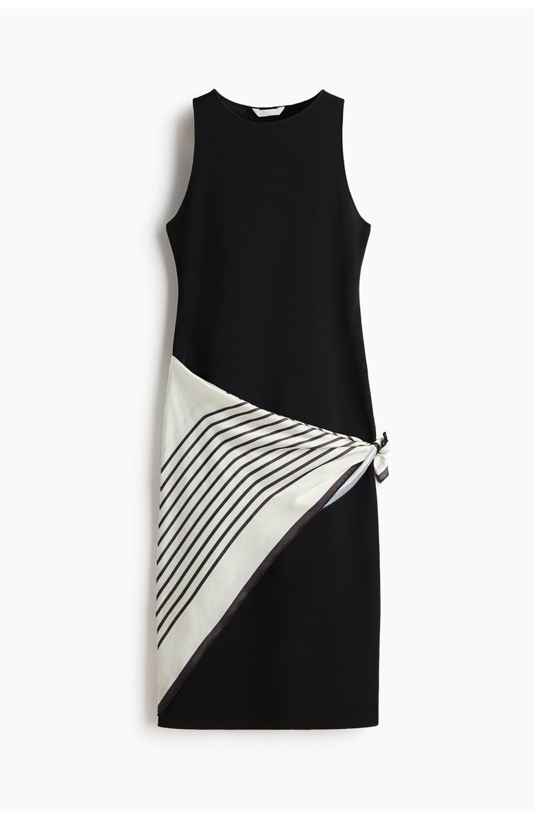 H&M Scarf-detail Dress, Main, color, Black/White