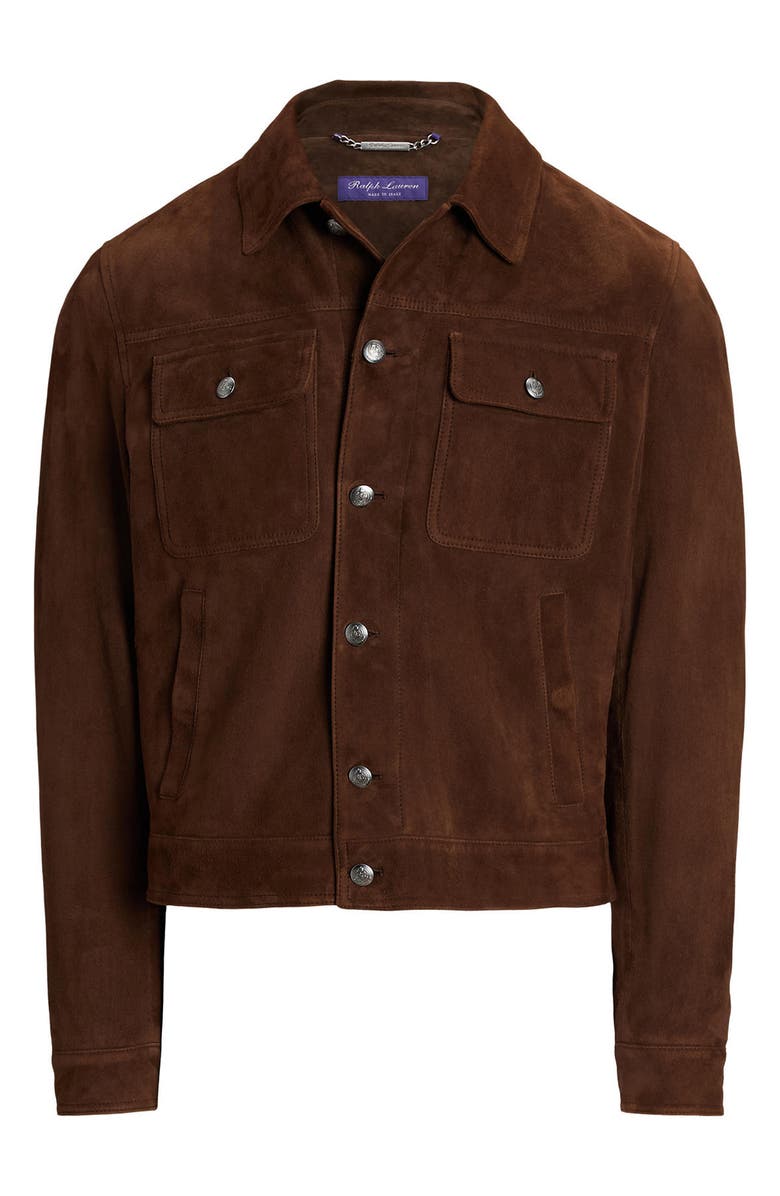 Ralph Lauren Purple Label Weaver Suede Trucker Jacket, Alternate, color,