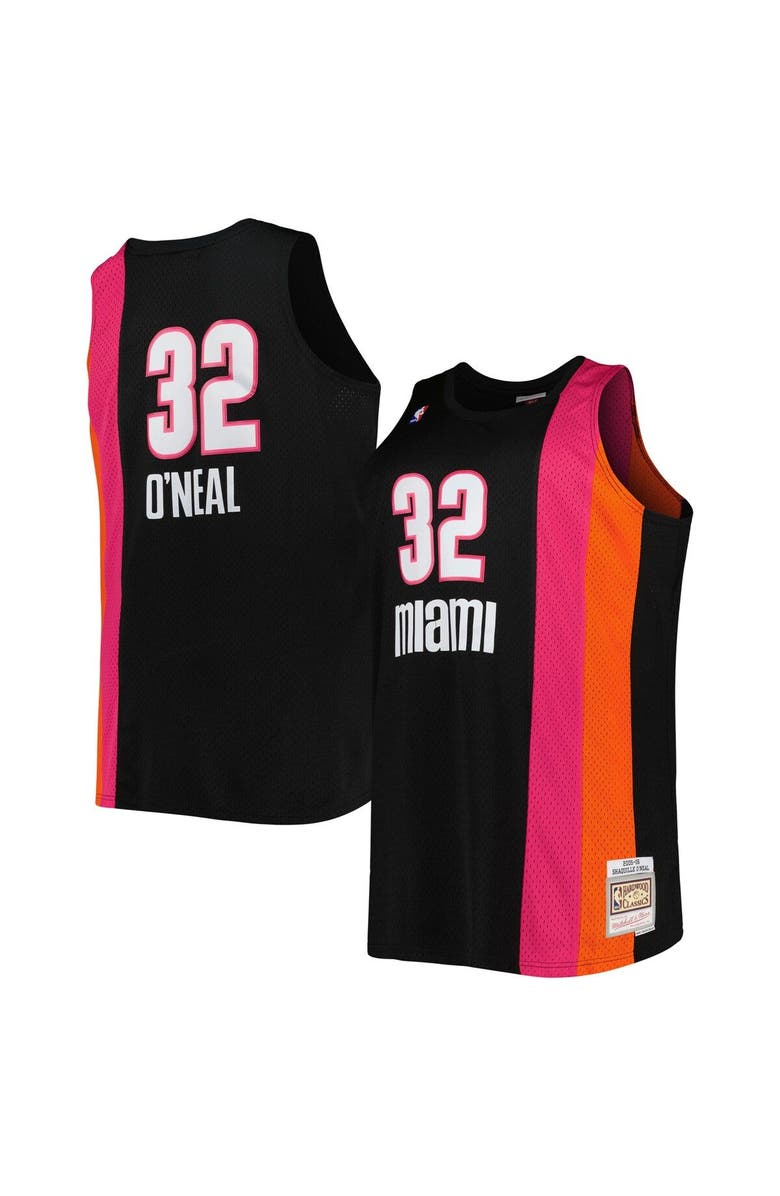 Mitchell & Ness Men's Mitchell & Ness Shaquille O'Neal Black Miami Heat Big & Tall Hardwood Classics 2005/06 Swingman Jersey, Main, color, Black