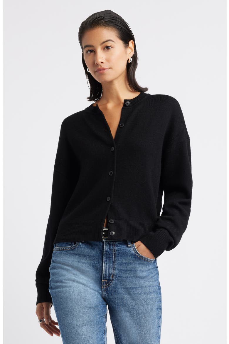 Merino Wool Cardigan, Main, color, BLACK