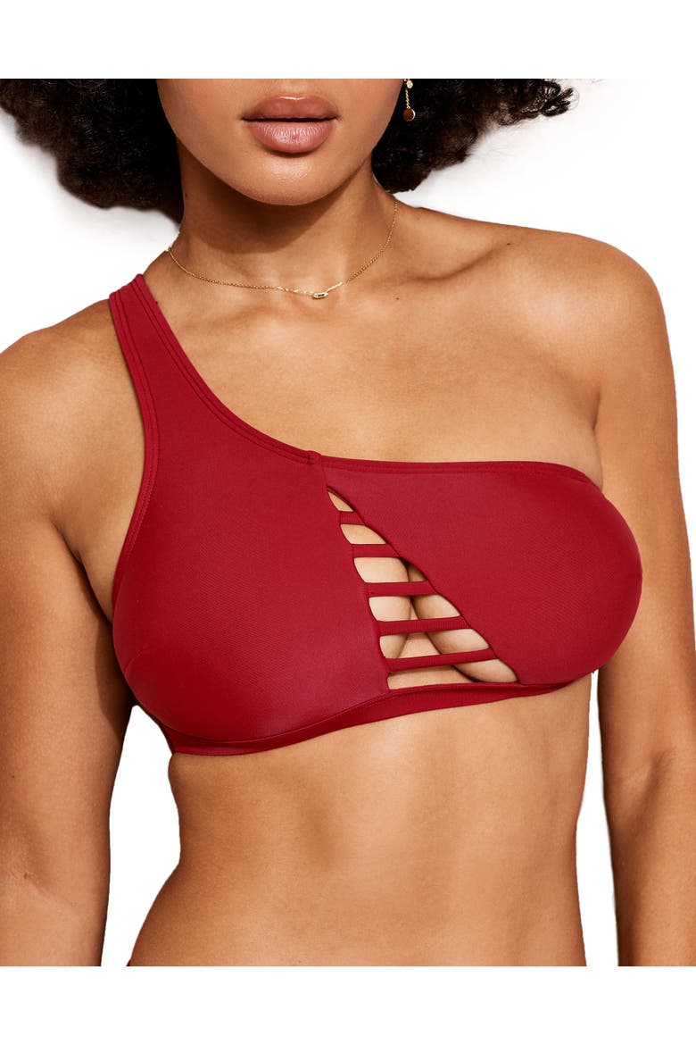 Elle Swimwear Bra, Alternate, color, Dark red