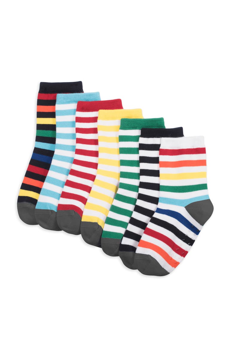 Primary Crew Sock 7-Pack In Stripe, Alternate, color, Rainbow Stripe Mix