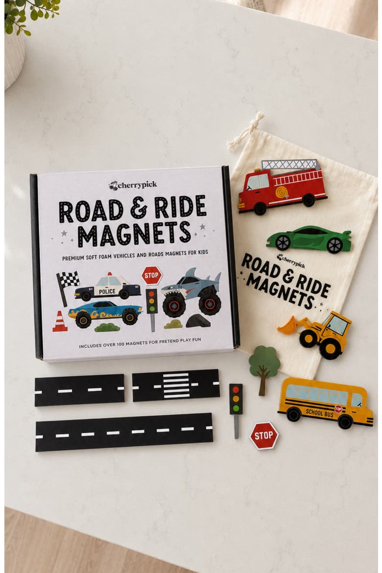 Road and Ride Car Magnets Set, Alternate, color, Multicolor