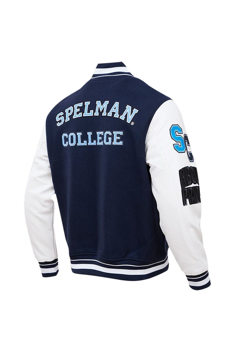 Men's Pro Standard Navy Spelman College Jaguars Classic Wool Full-Zip Varsity Jacket, Alternate, color, Navy