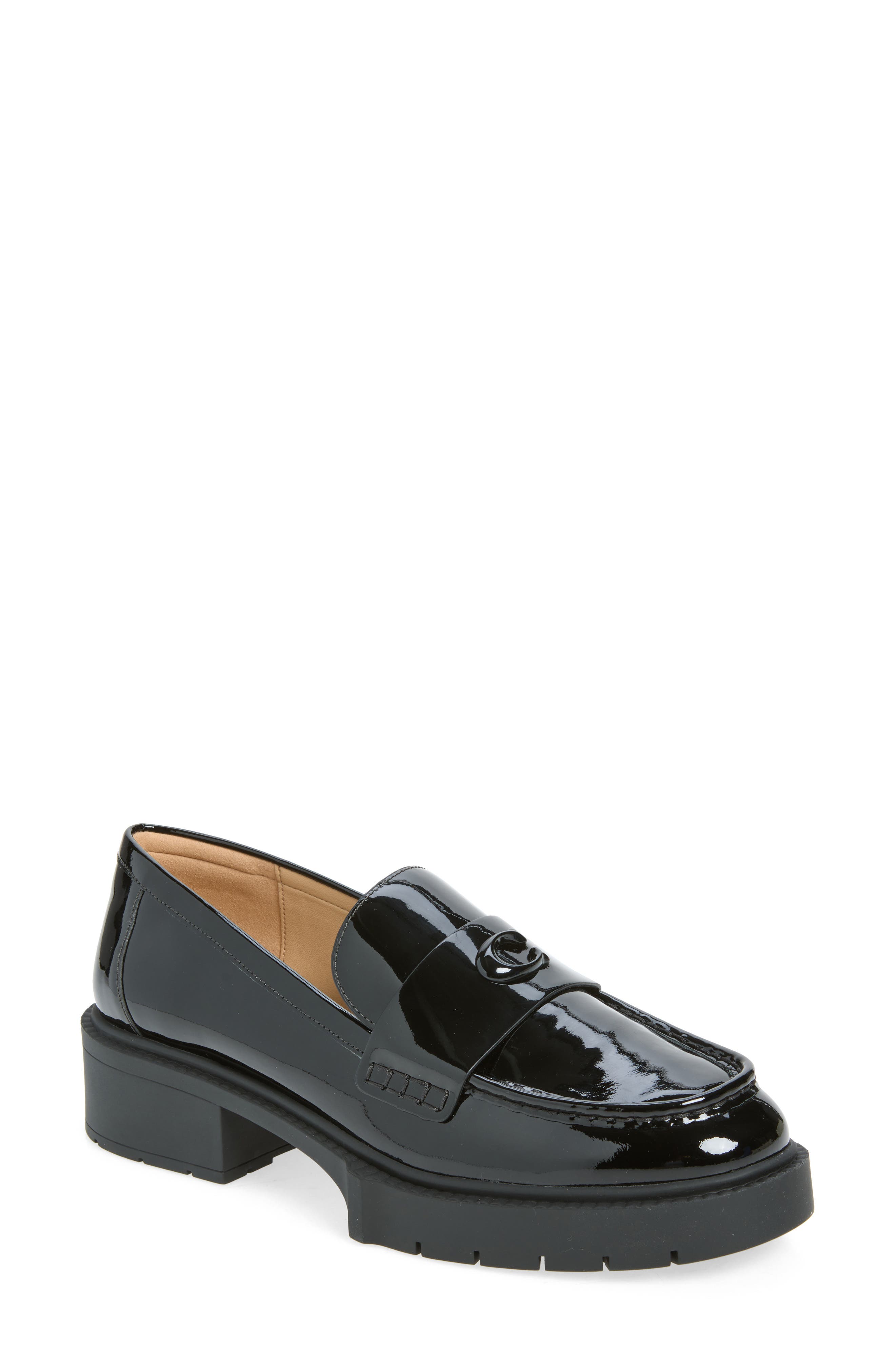 Leah Patent Leather Platform Loafer, Main, color, BLACK PATENT