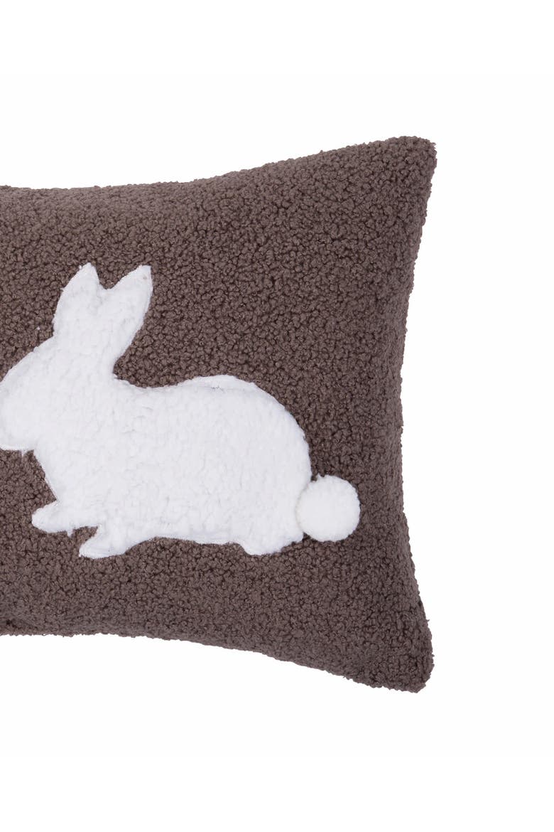 Easter Bunny Rabbit Duo Silhouettes Hooked Mini Brown Lumbar Accent Pillow 12" x 20", Alternate, color, Brown