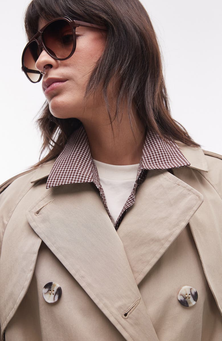 Topshop Longline Oversize Trench Coat, Alternate, color,