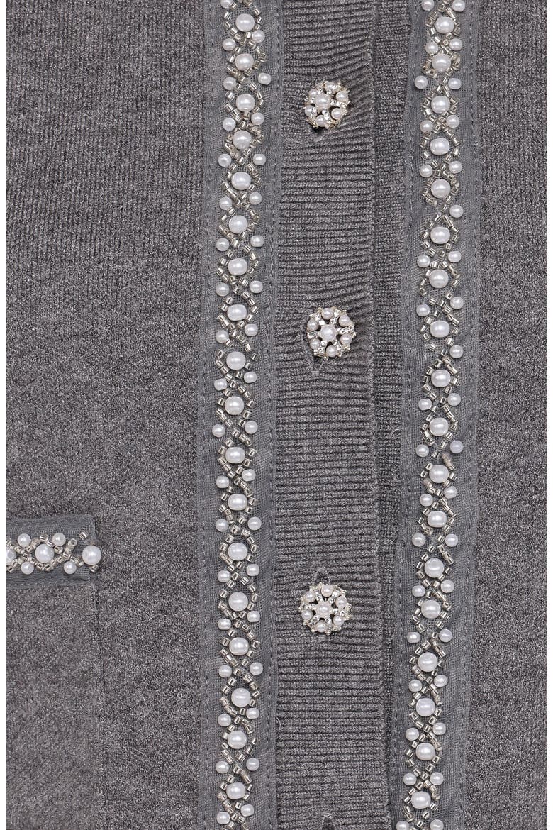 Lumi Embellished Cardigan & Pleated Miniskirt Set, Alternate, color, GREY