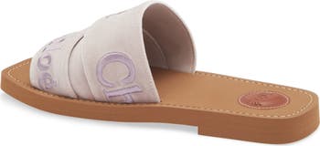 Woody Logo Velvet Slide Sandal