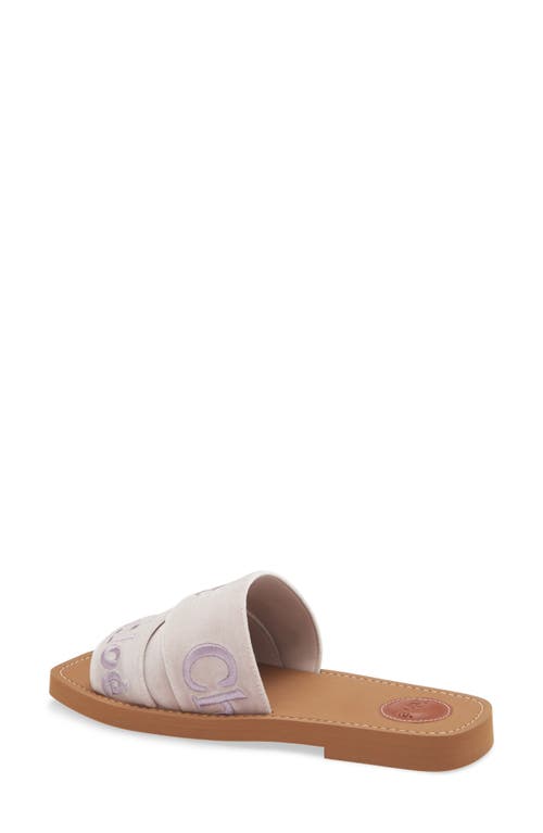 Shop Chloé Woody Logo Velvet Slide Sandal In Light Rosewood