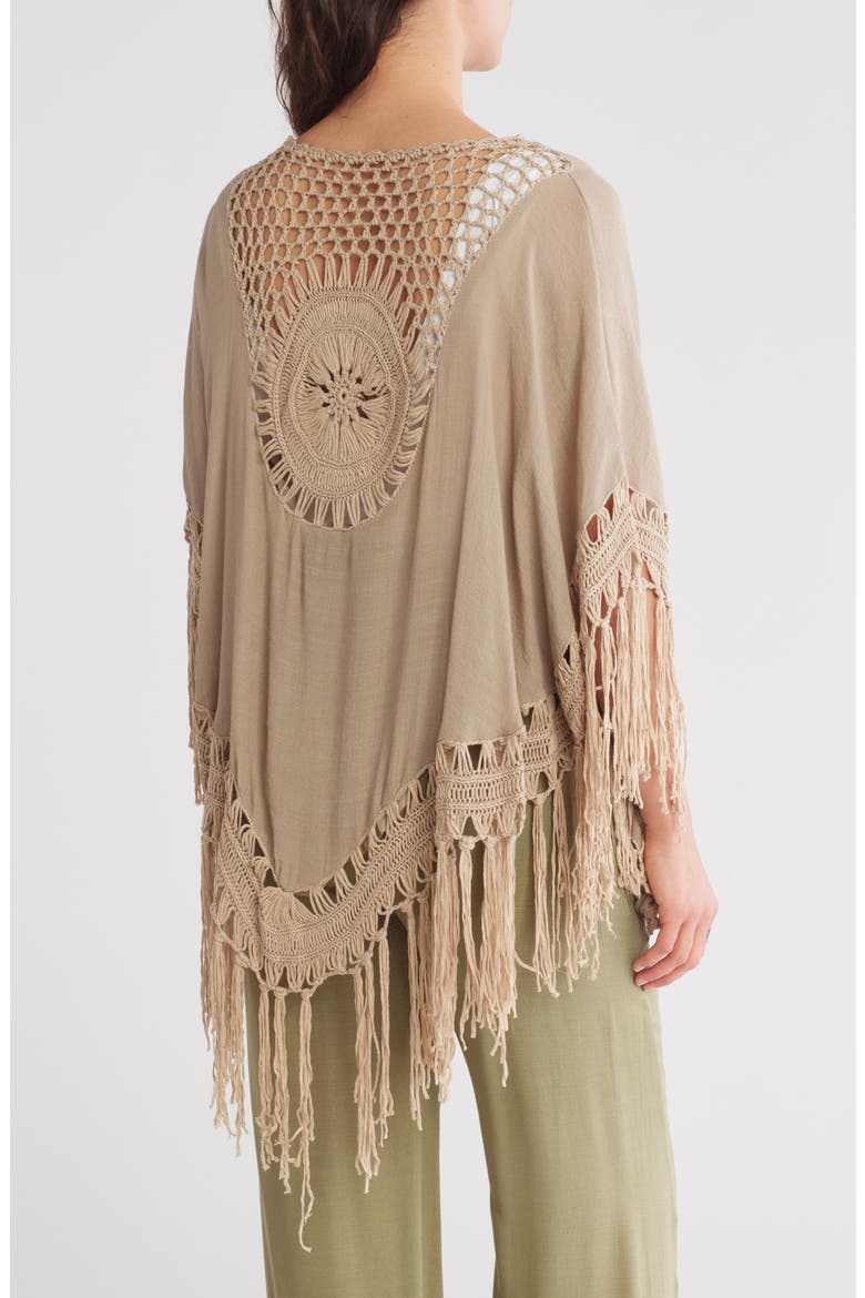 Crochet Fringe Cardigan, Alternate, color, DARK TAUPE