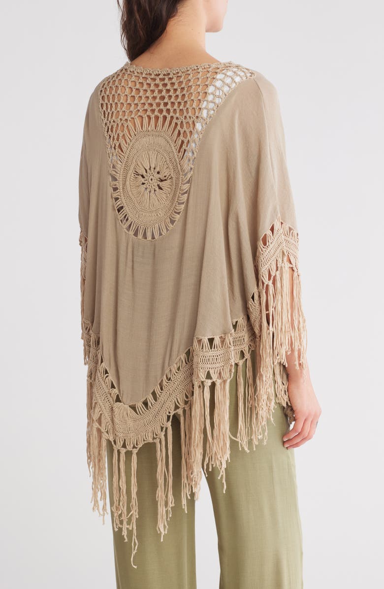 Forgotten Grace Crochet Fringe Cardigan, Alternate, color, Dark Taupe