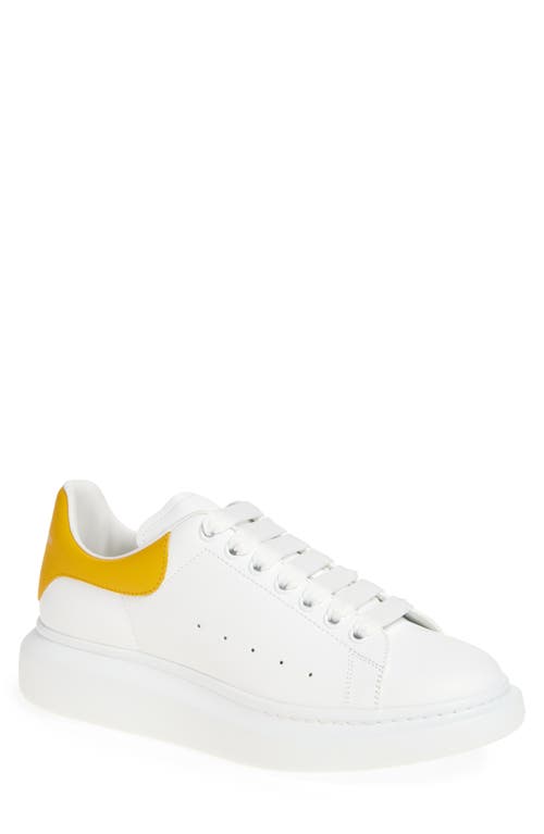 Alexander Mcqueen Perforated Platform Round Toe Sneakers In Off White/yellow