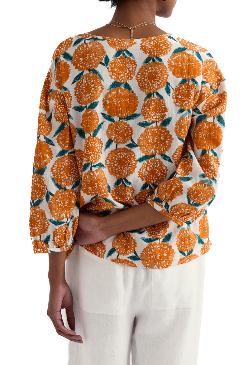 Streamlet Floral Print Cotton Blend Top, Alternate, color, PAINTED MARIGOLD CHALK