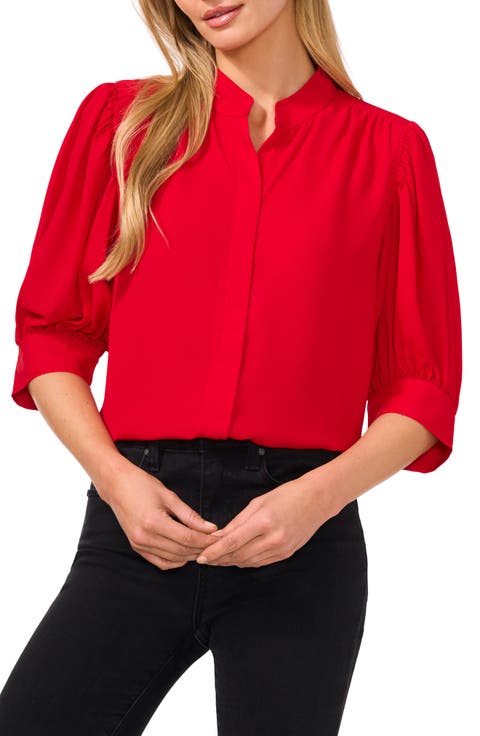 Puff Sleeve Button-Up Shirt