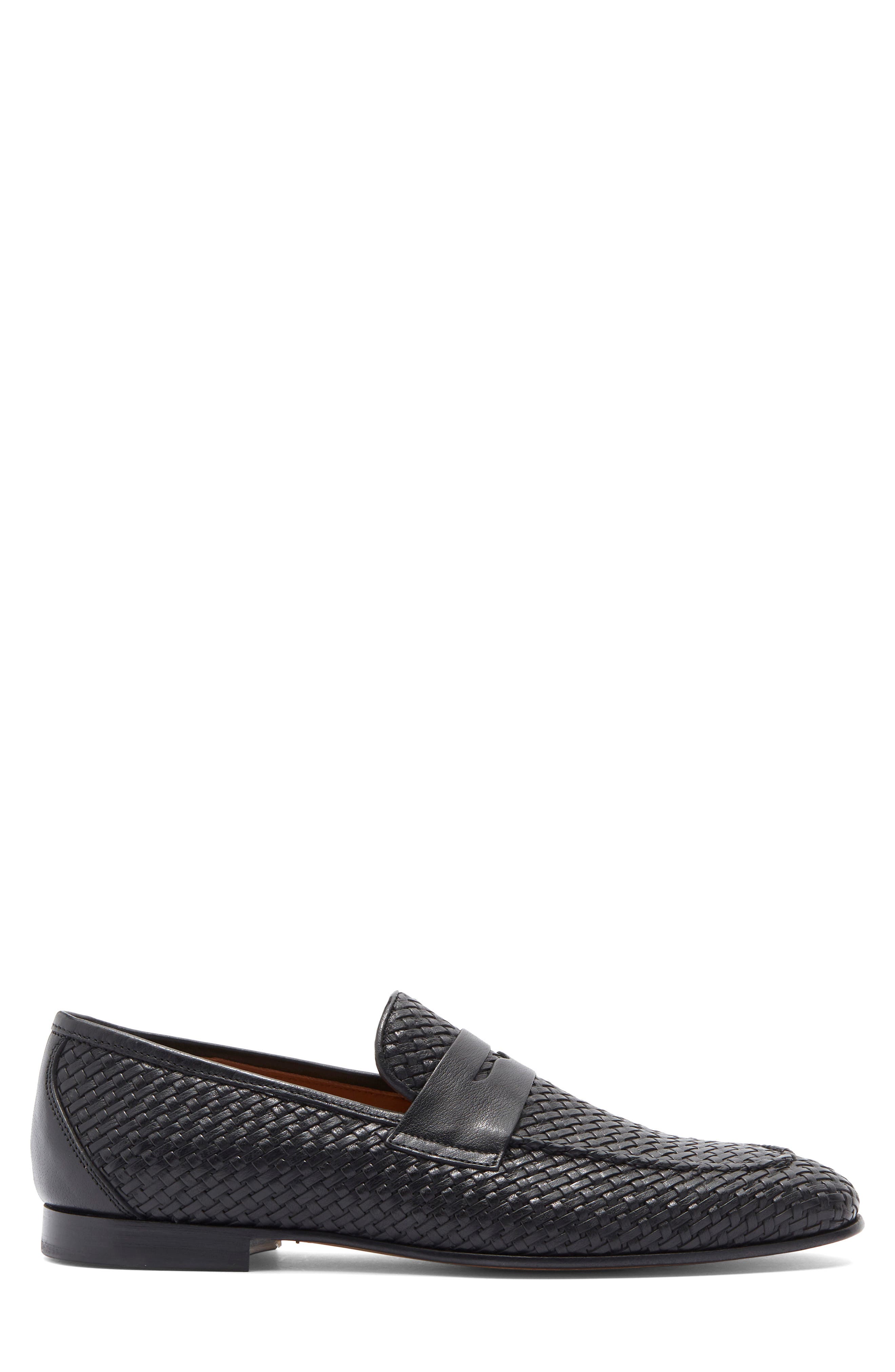 ANTONIO MAURIZI Woven Penny Loafer, Alternate, color, Nero