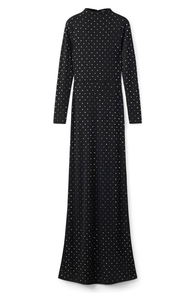 Selection Crystal Embellished Long Sleeve Maxi Dress, Alternate, color, BLACK