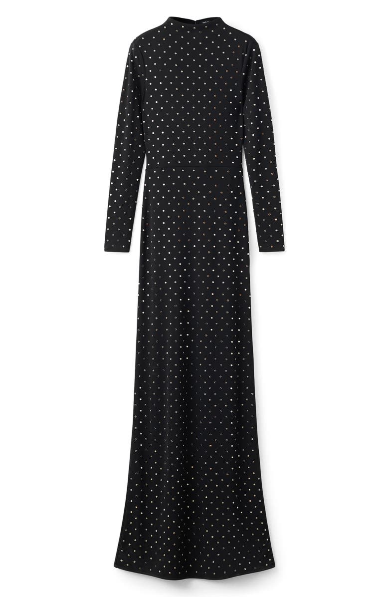 MANGO Selection Crystal Embellished Long Sleeve Maxi Dress, Alternate, color, Black