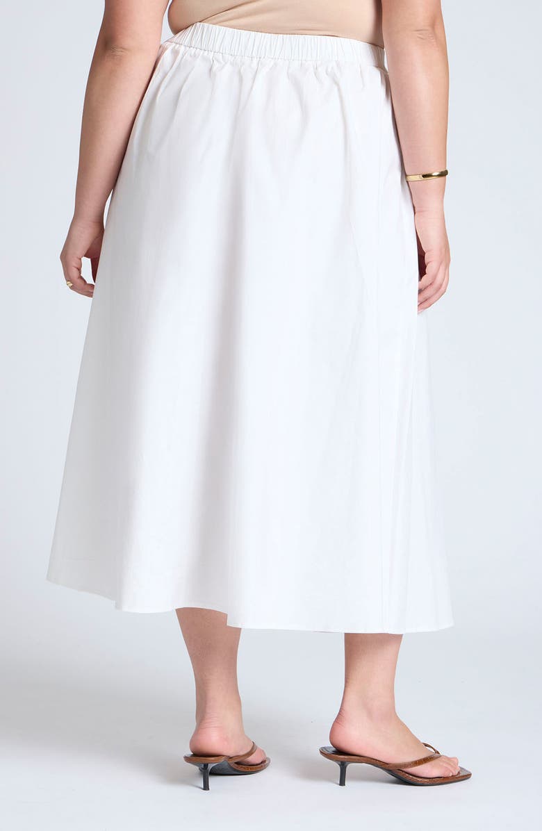 ELOQUII High Waist Stretch Cotton Poplin Midi Skirt, Alternate, color,