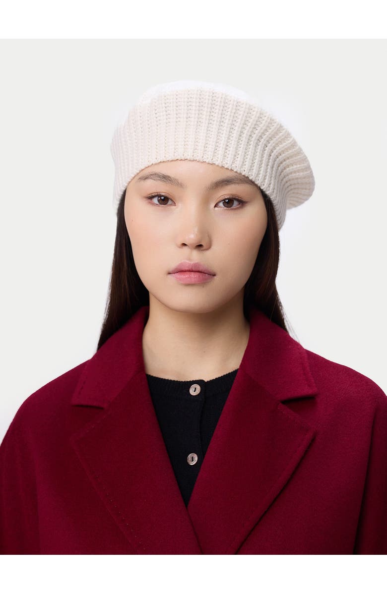 Gobi Cashmere Textured Knit Beret, Main, color, White
