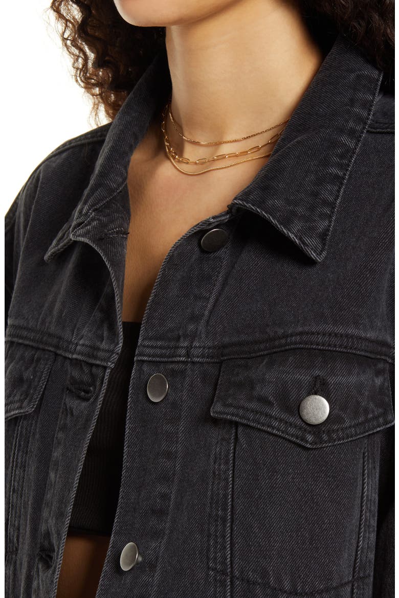 Cristina Martinez Gender Inclusive Oversize Denim Jacket, Alternate, color, BLACK WASH PETAL LASHES