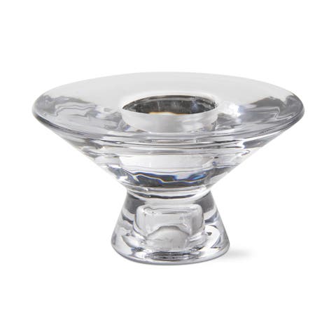 Aura Clear Glass Reversible Tealight and Taper Holder