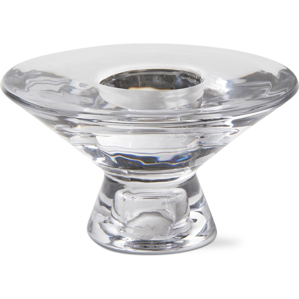 Tag Aura Clear Glass Reversible Tealight And Taper Holder In Transparent