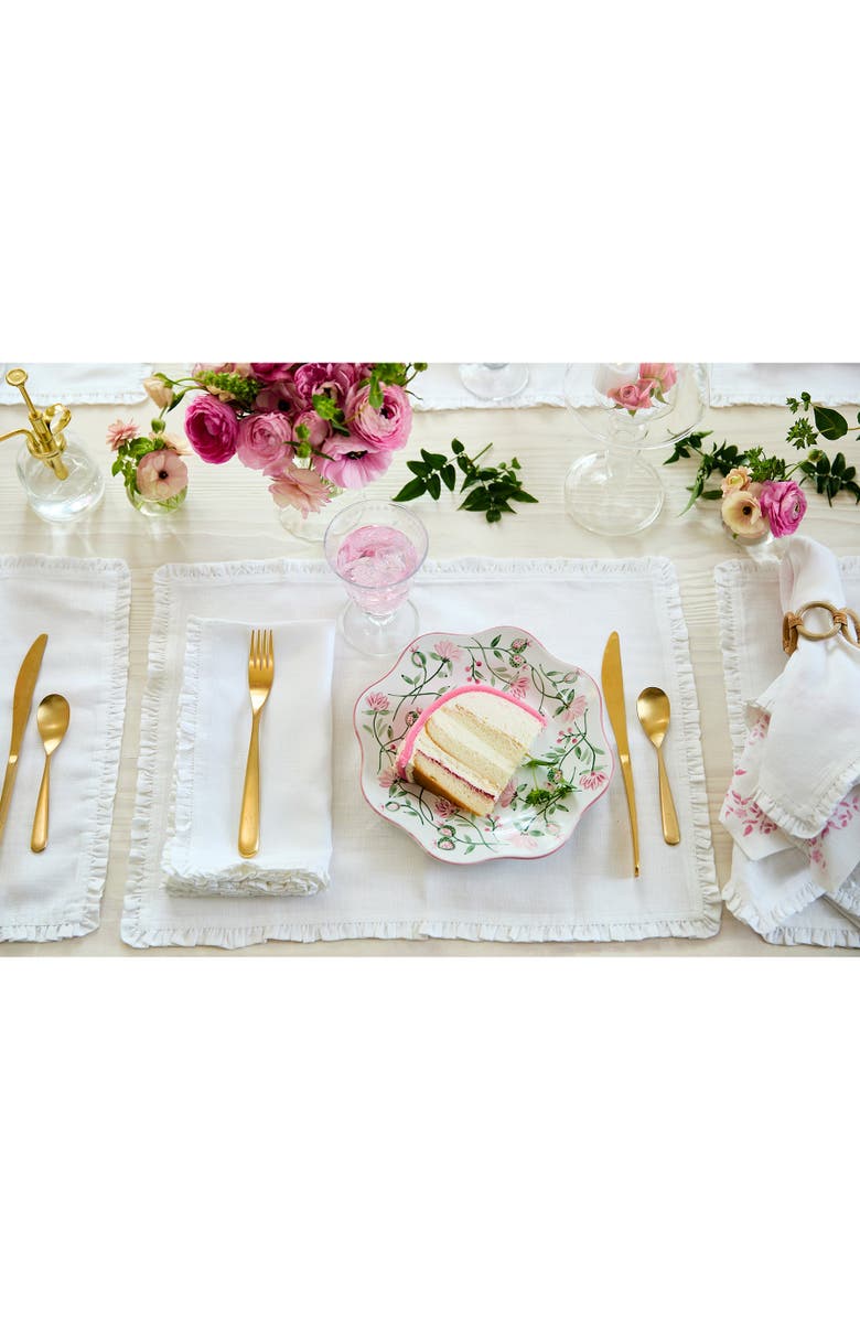 Solino Home Linen Placemats - Juliette Ruffle, 14" x 19", Alternate, color, White