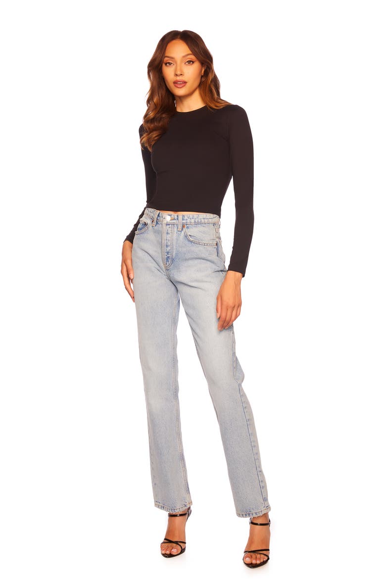 Stretch Crop Top, Alternate, color, BLACK