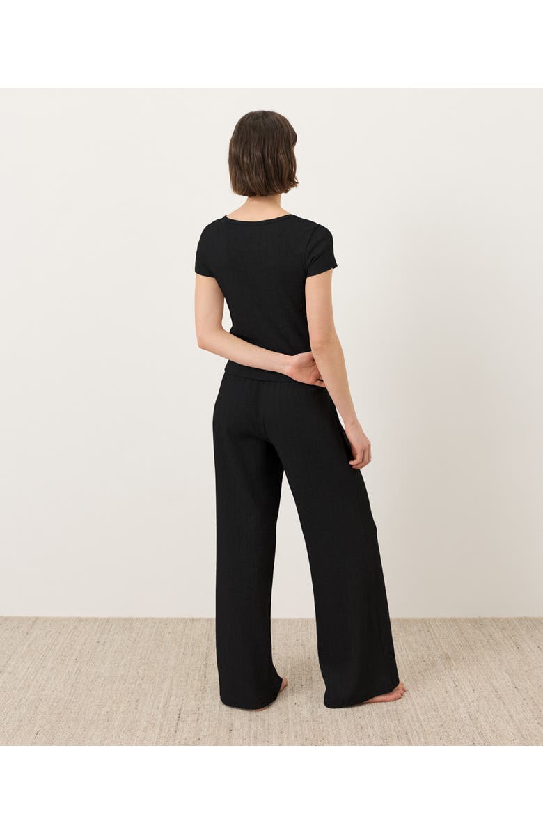 Pact Organic Cotton Pointelle Wide Leg Pant, Alternate, color, Black