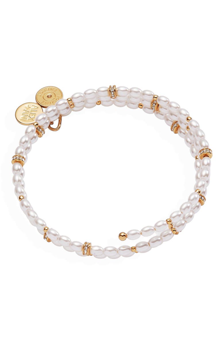 Alex and Ani Rice Pearl Wrap Bracelet, Alternate, color, Pearl