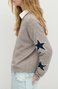 MANGO TEEN Star Detail Crewneck Sweater