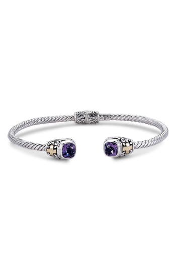 Samuel B. 18k & Silver 1.70 Ct. Tw. Amethyst Square Bangle Bracelet In Purple