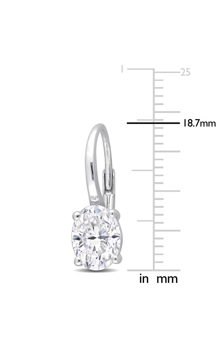 DELMAR Oval Created Moissanite Lever Back Earrings, Alternate, color, White